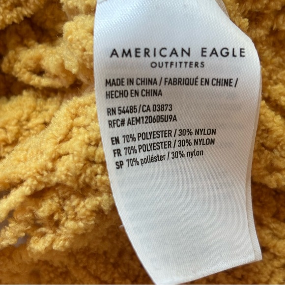 American Eagle Gold Yellow Open Knit Sweater Size XL Relaxed Cozy Beach Layers - Picture 8 of 9